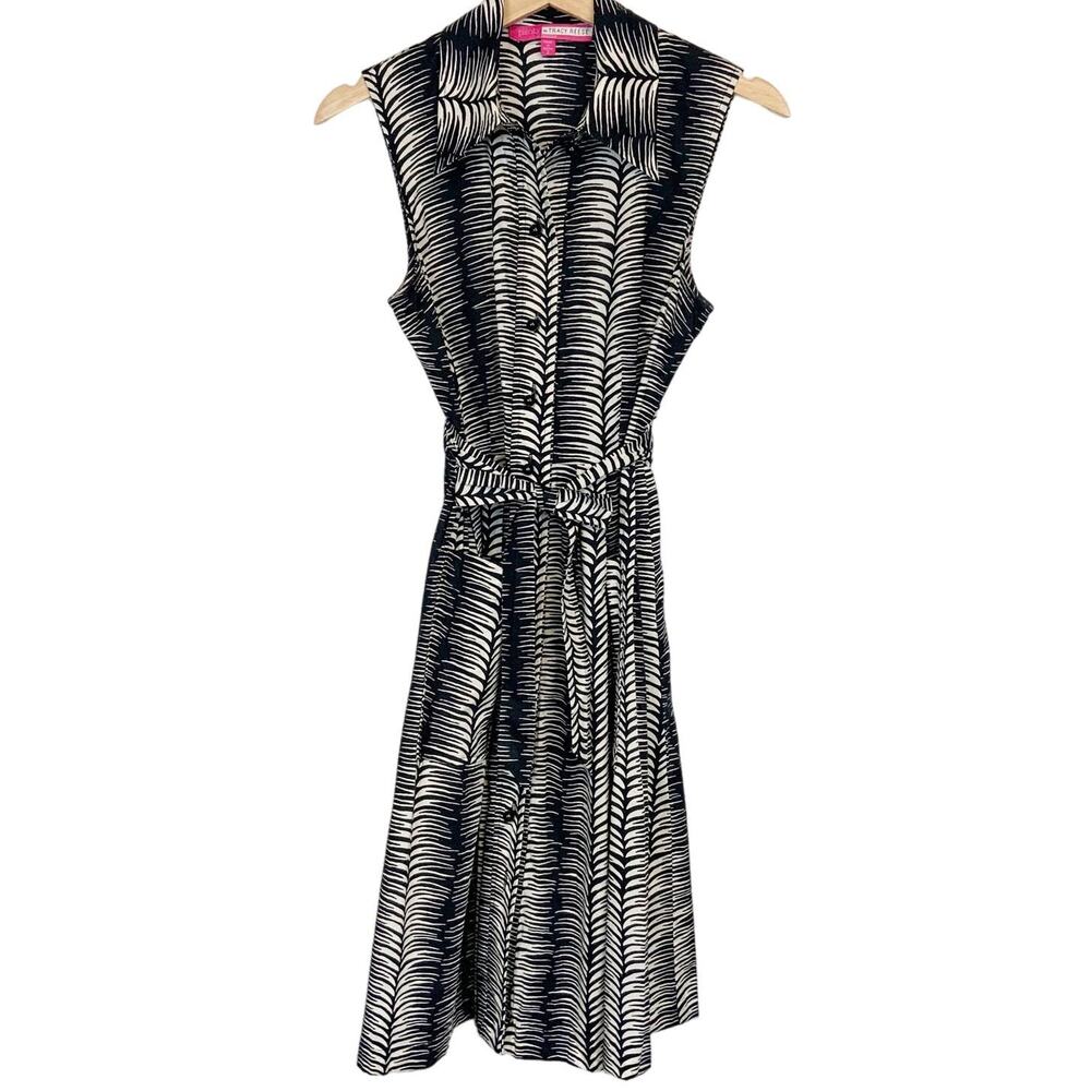 Plenty by Tracy Reese Animal Print Black and White Poplin Shirt Dress Size 2